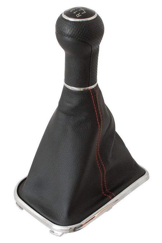 PREMIUM Schaltknauf Knauf Schwarz Naht Rot 6-Gang für VW Golf 4 IV / Bora