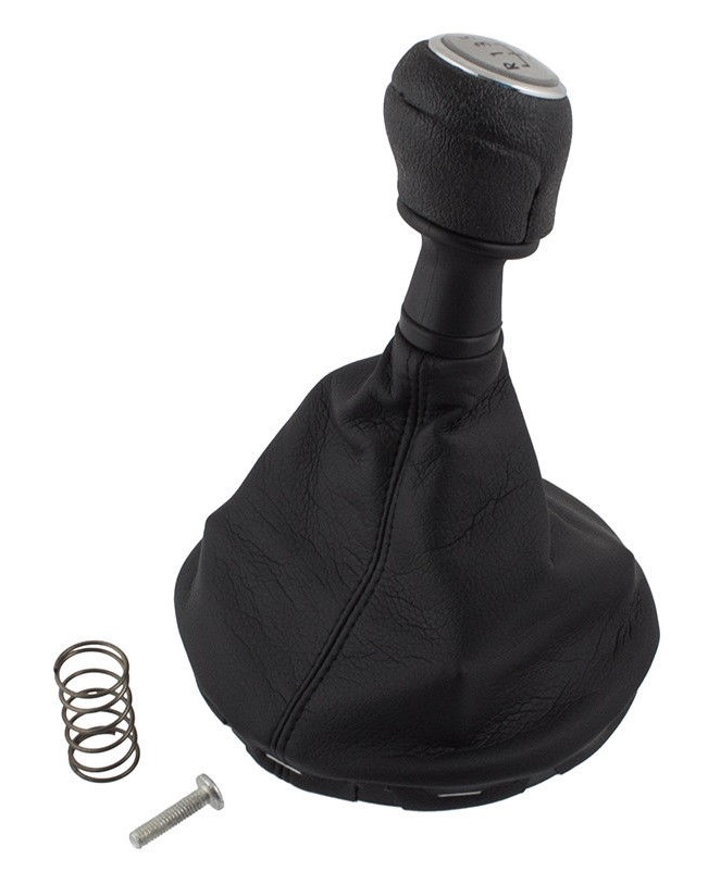 PREMIUM Schaltknauf Knauf Manschette Schwarz Silber 6-Gang für VW T5 ab 2003-