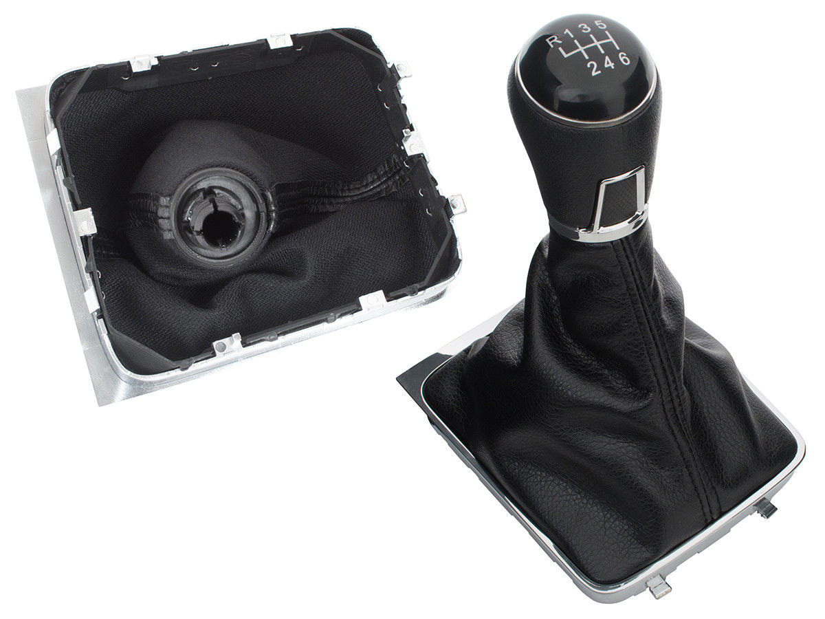 PREMIUM Schaltknauf Knauf Chrom Naht Schwarz 6-Gang für VW Passat 3C B6 