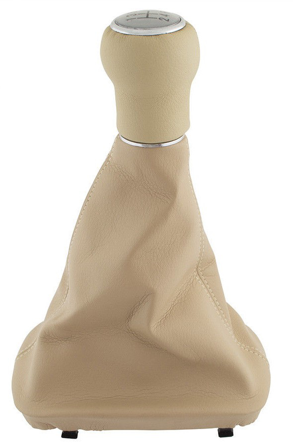 PREMIUM Schaltknauf Manschette Knauf Chrom Beige in 5-Gang für Audi A6 4B C5
