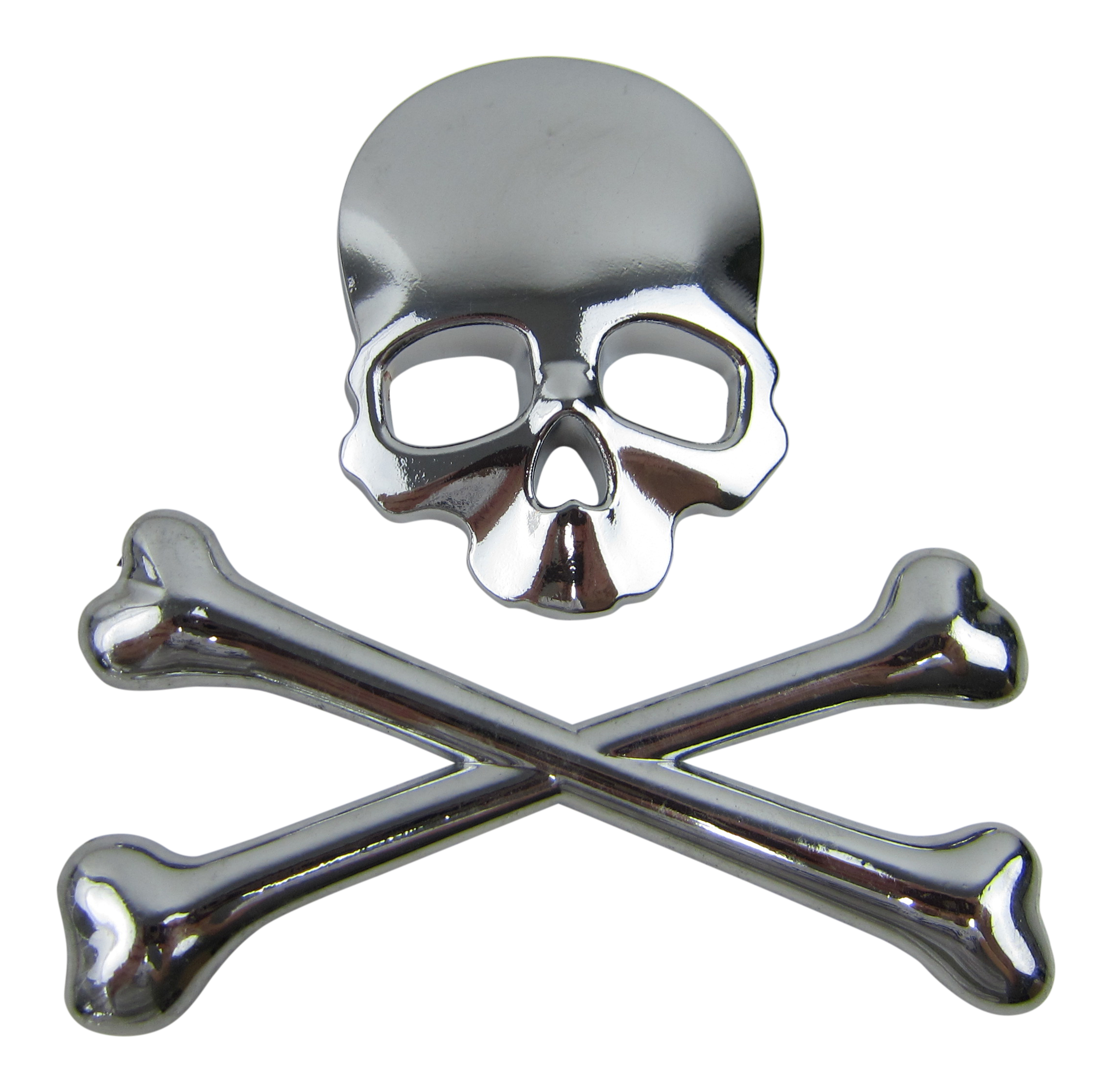 Exklusives Emblem Sticker Aufkleber Metall Knochen Auto Skull Totenkopf in Chrom