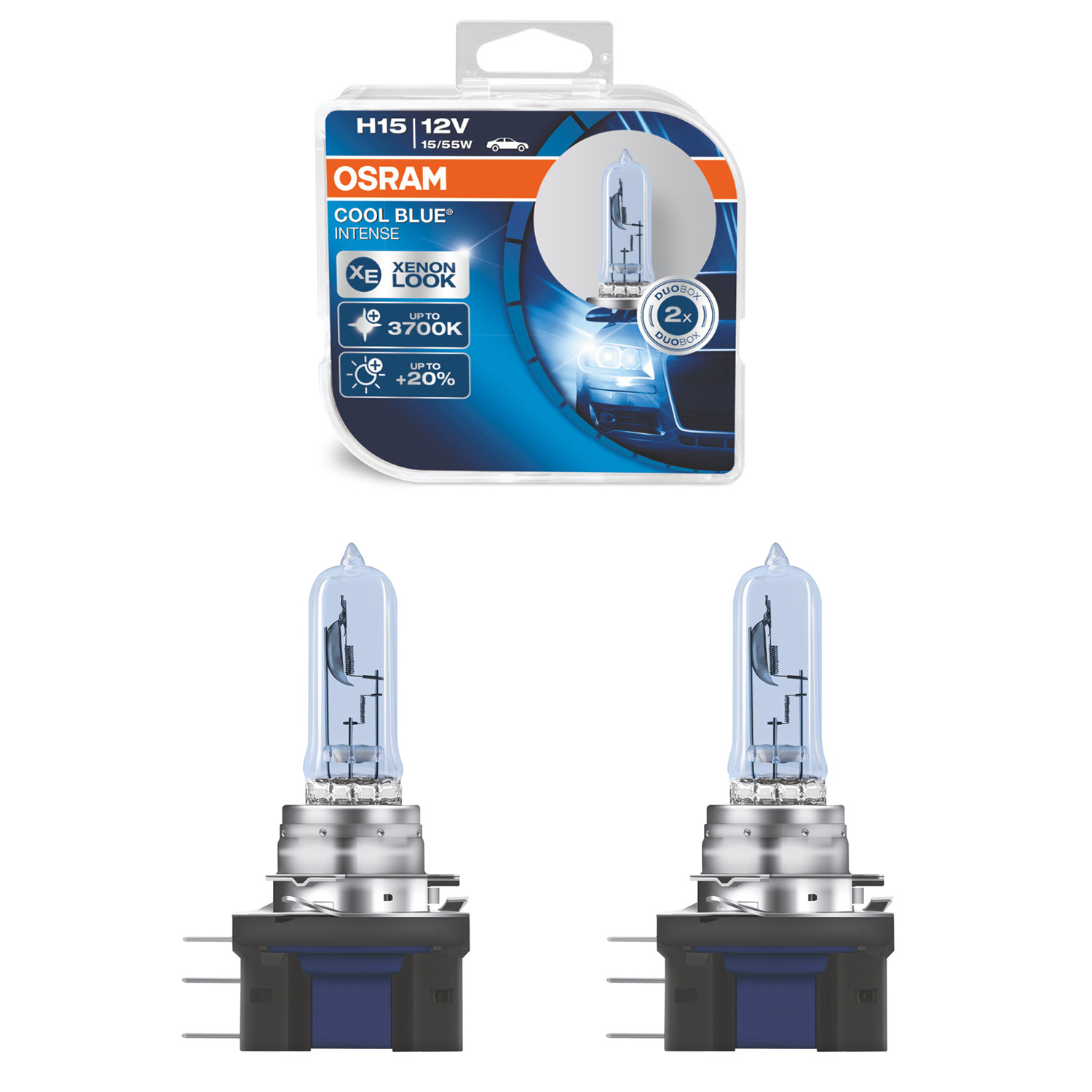 Original Osram Cool BLUE Intense DUO-PACK H15 Birnen Lampen für Abblendlicht