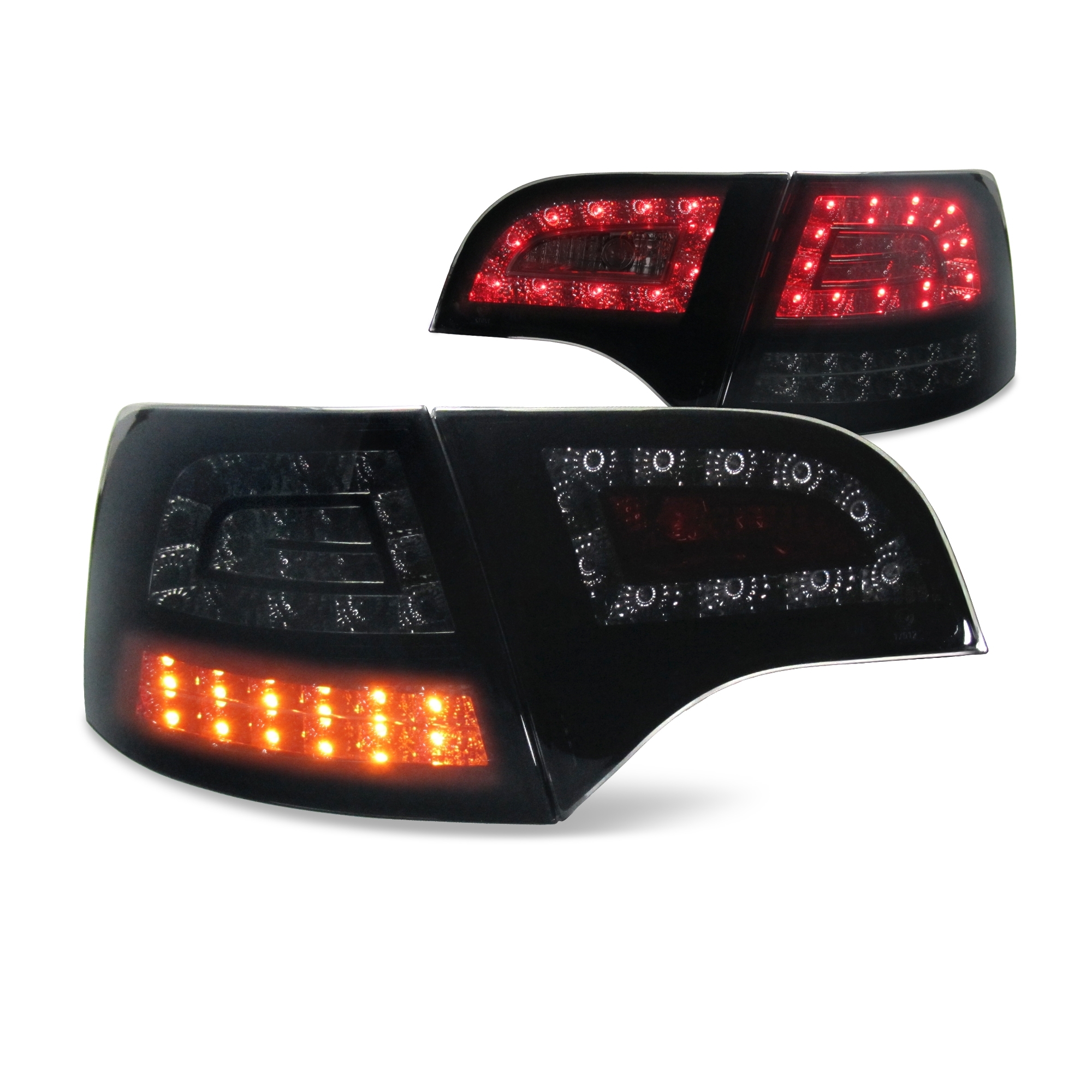 Original JOM VOLL LED Rückleuchten Schwarz Smoke SET für Audi A4 8E B7 Avant