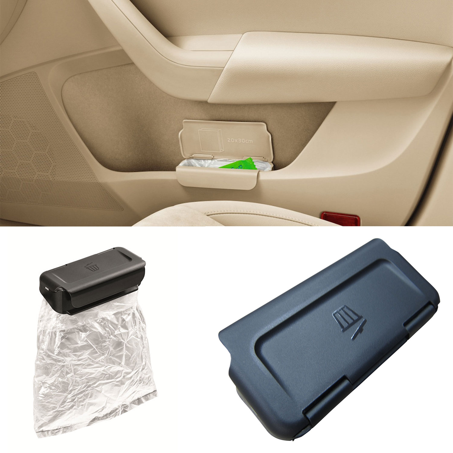 Premium OEM Abfall Eimer Behälter zum einhängen Schwarz für viele Fahrzeuge