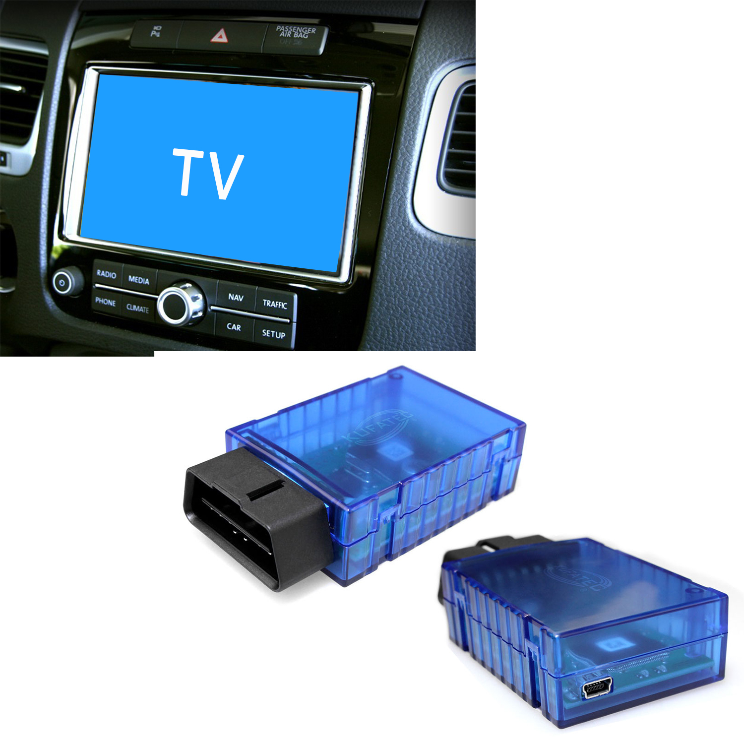 Original Kufatec TV DVD Bild Freischaltung für Navi RNS 850 VW Touareg 7P / T5