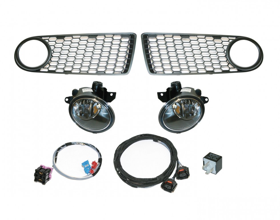 Original Kufatec Nebelscheinwerfer + Gitter + Kabelbaum SET für VW New Beetle 1C