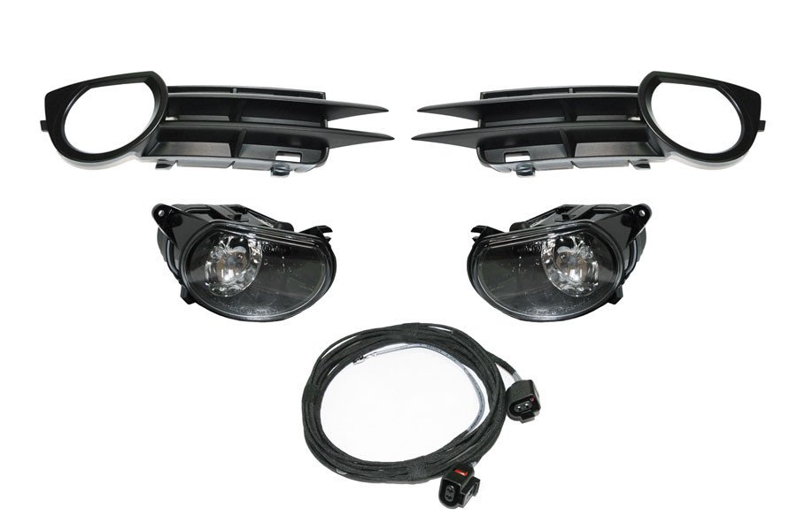 Original Kufatec Nebelscheinwerfer + Gitter + Kabelbaum SET für Audi A3 8P 2009-