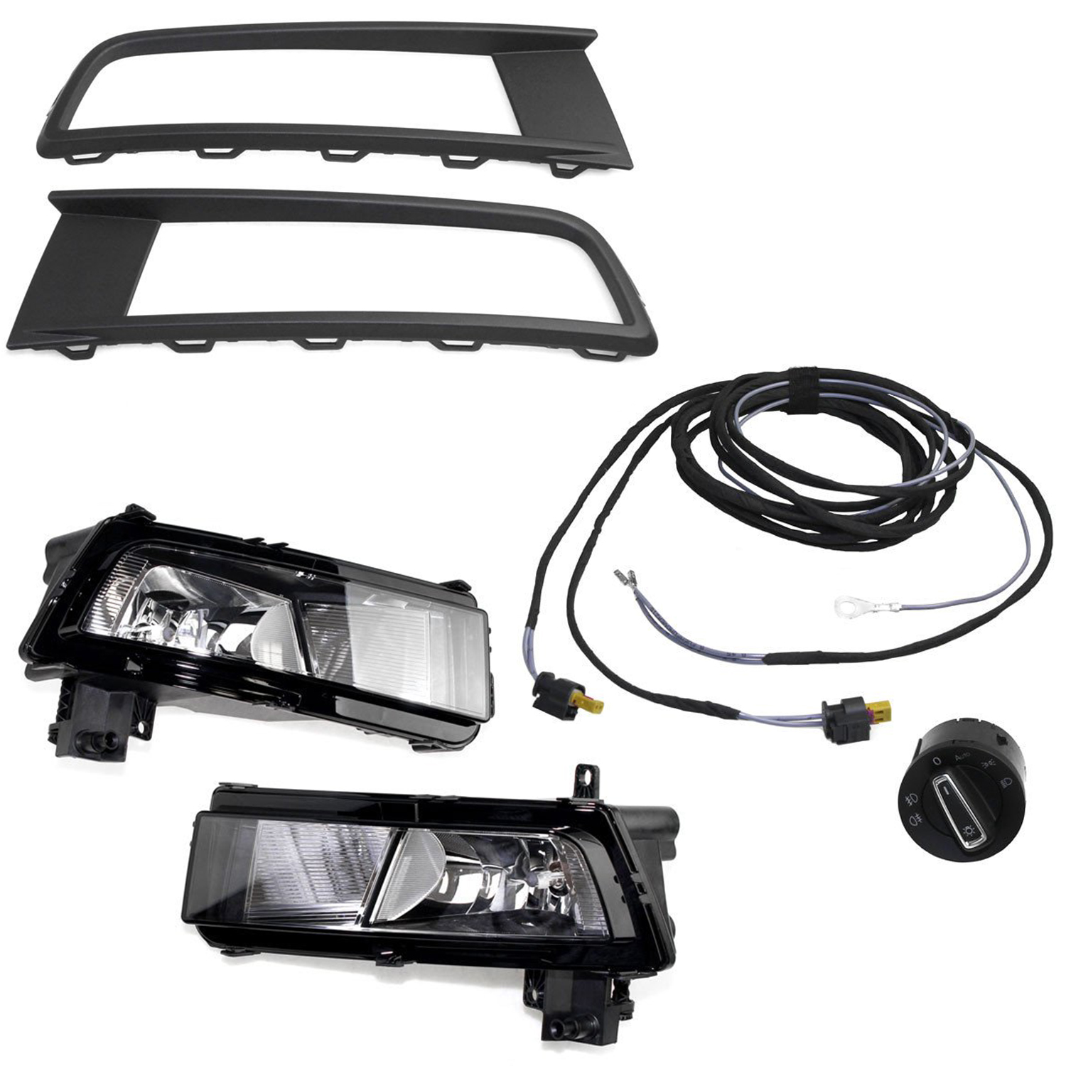 Für VW Touran II 5T Original Kufatec Nebelscheinwerfer Gitter Kabelbaum Schalter