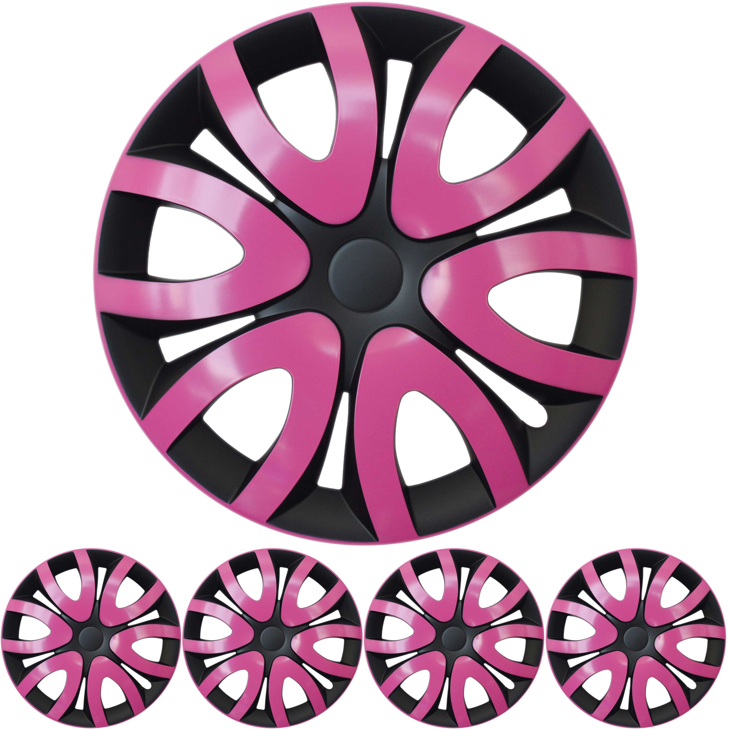 4x PREMIUM  Radkappen Radzierblenden Set "Mika" 16 ZOLL in Pink / Schwarz