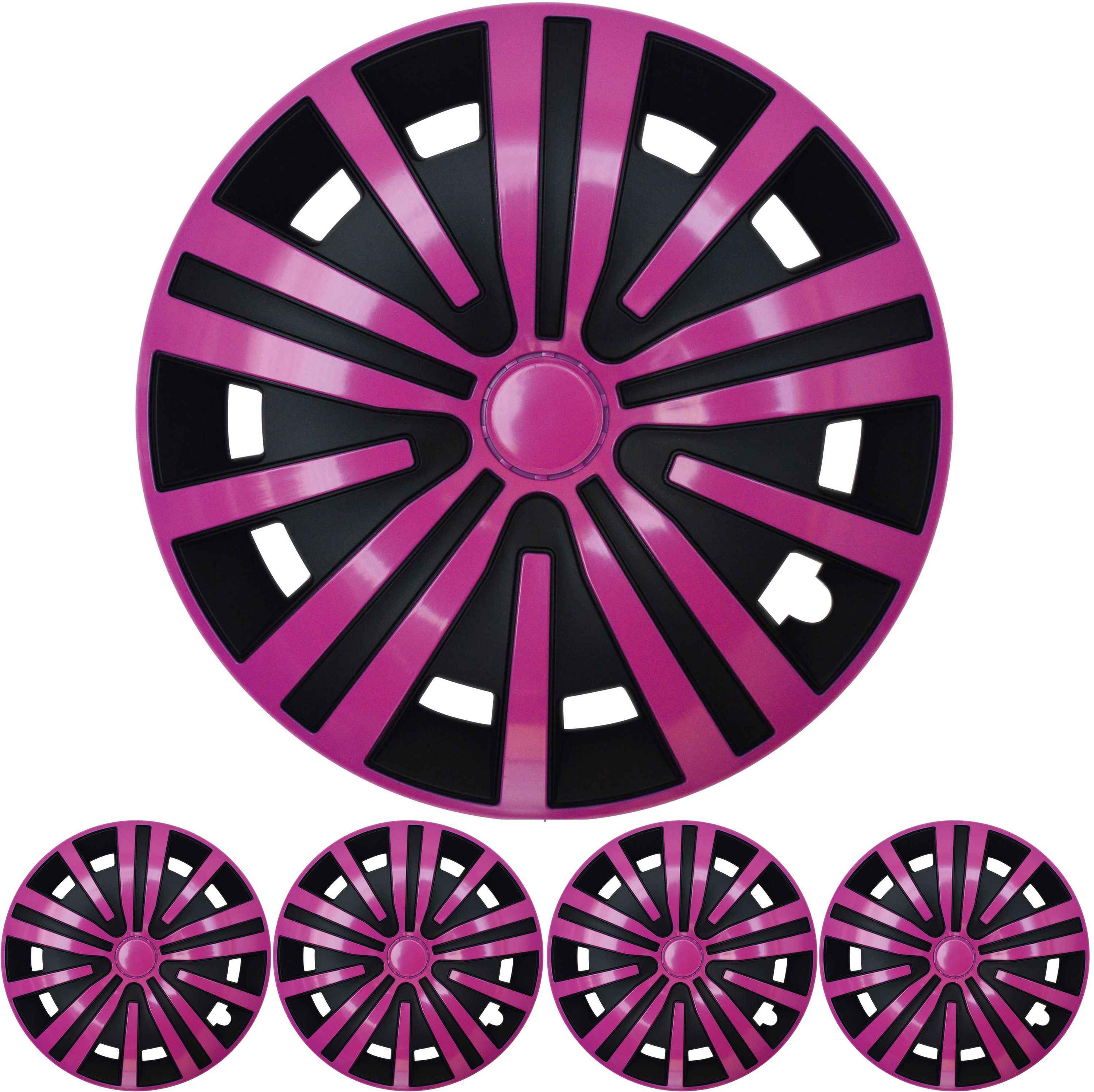 16 ZOLL 4x PREMIUM  Radkappen Radzierblenden Set Spinel in Pink Schwarz