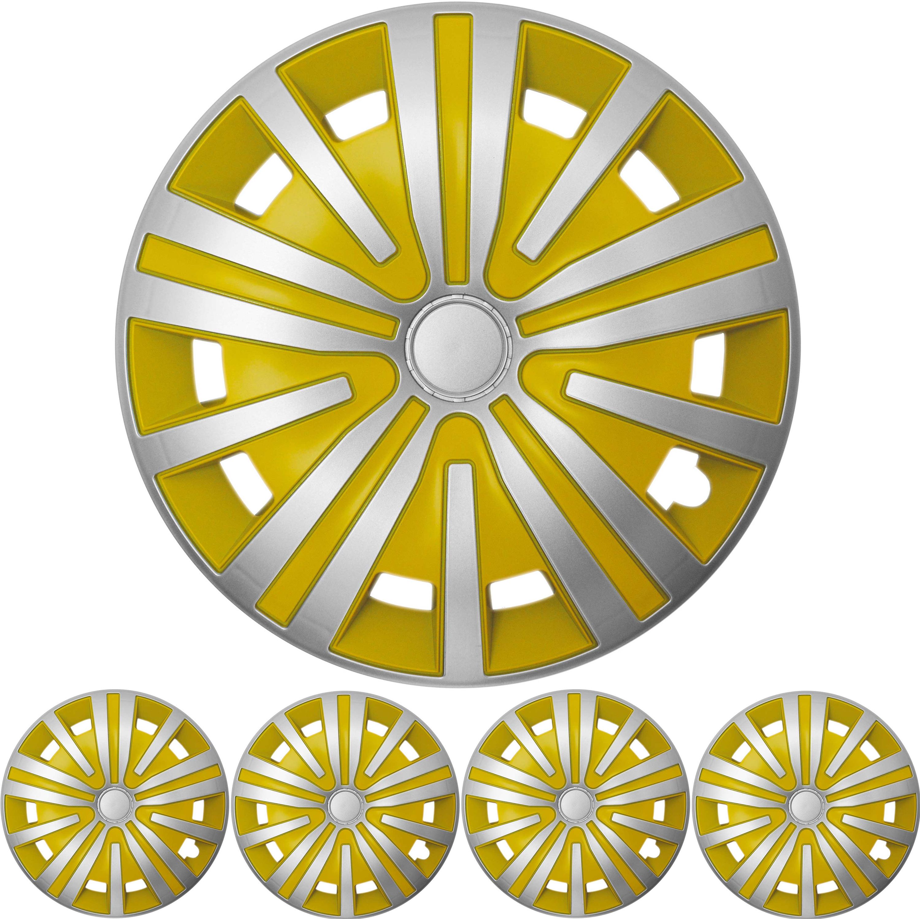 16 ZOLL 4x PREMIUM  Radkappen Radzierblenden Set Spinel in Silber / Gelb