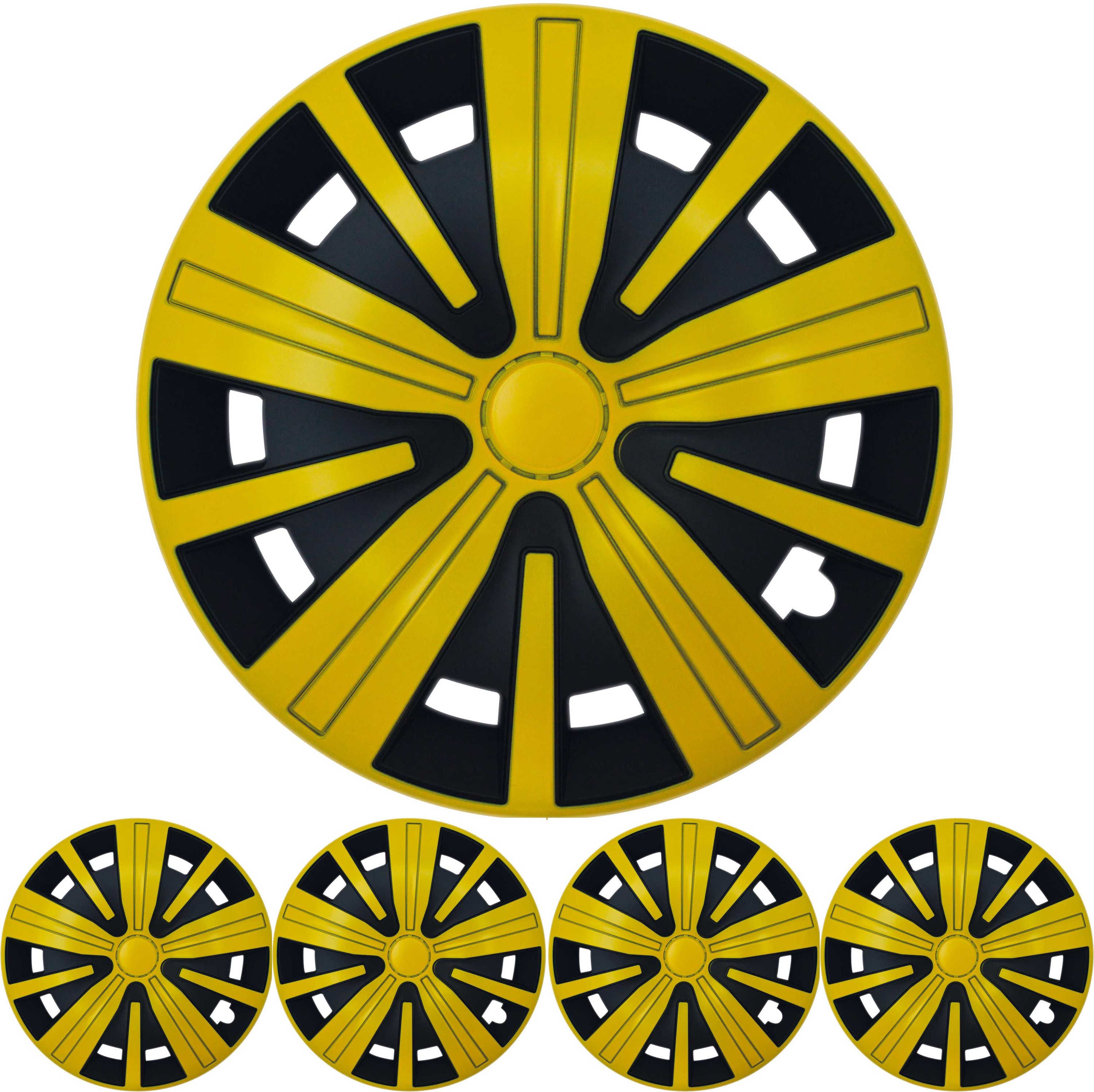 4x PREMIUM  Radkappen Radzierblenden Spinel BIS 15 ZOLL in Gelb Schwarz