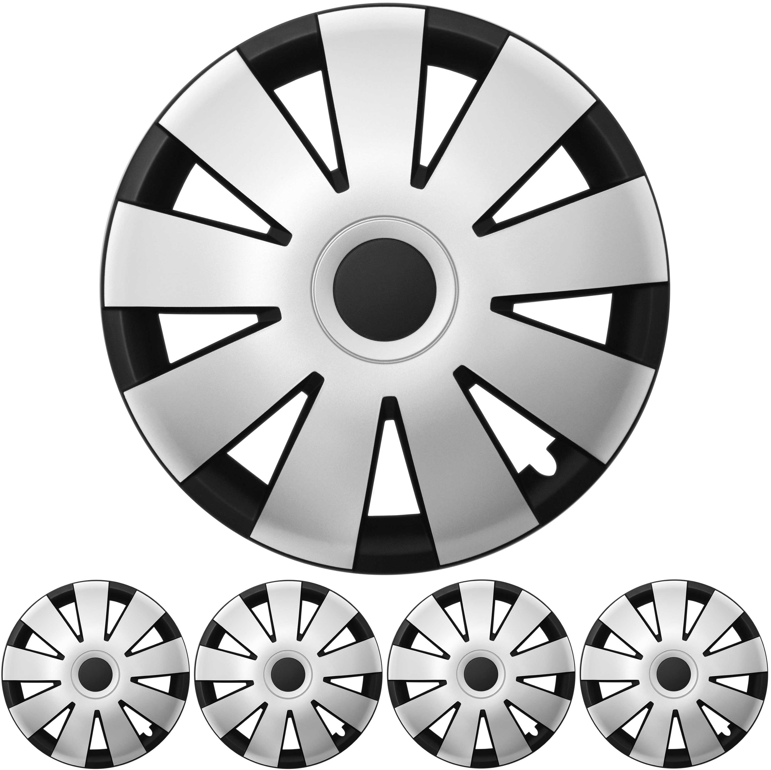 4x PREMIUM  Radkappen Radzierblenden "Nefryt" 15 ZOLL in Schwarz / Silber