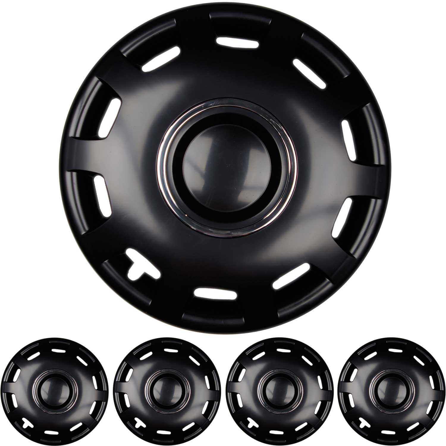4x PREMIUM  Radkappen Radzierblenden 14 ZOLL "Alabaster" in Schwarz