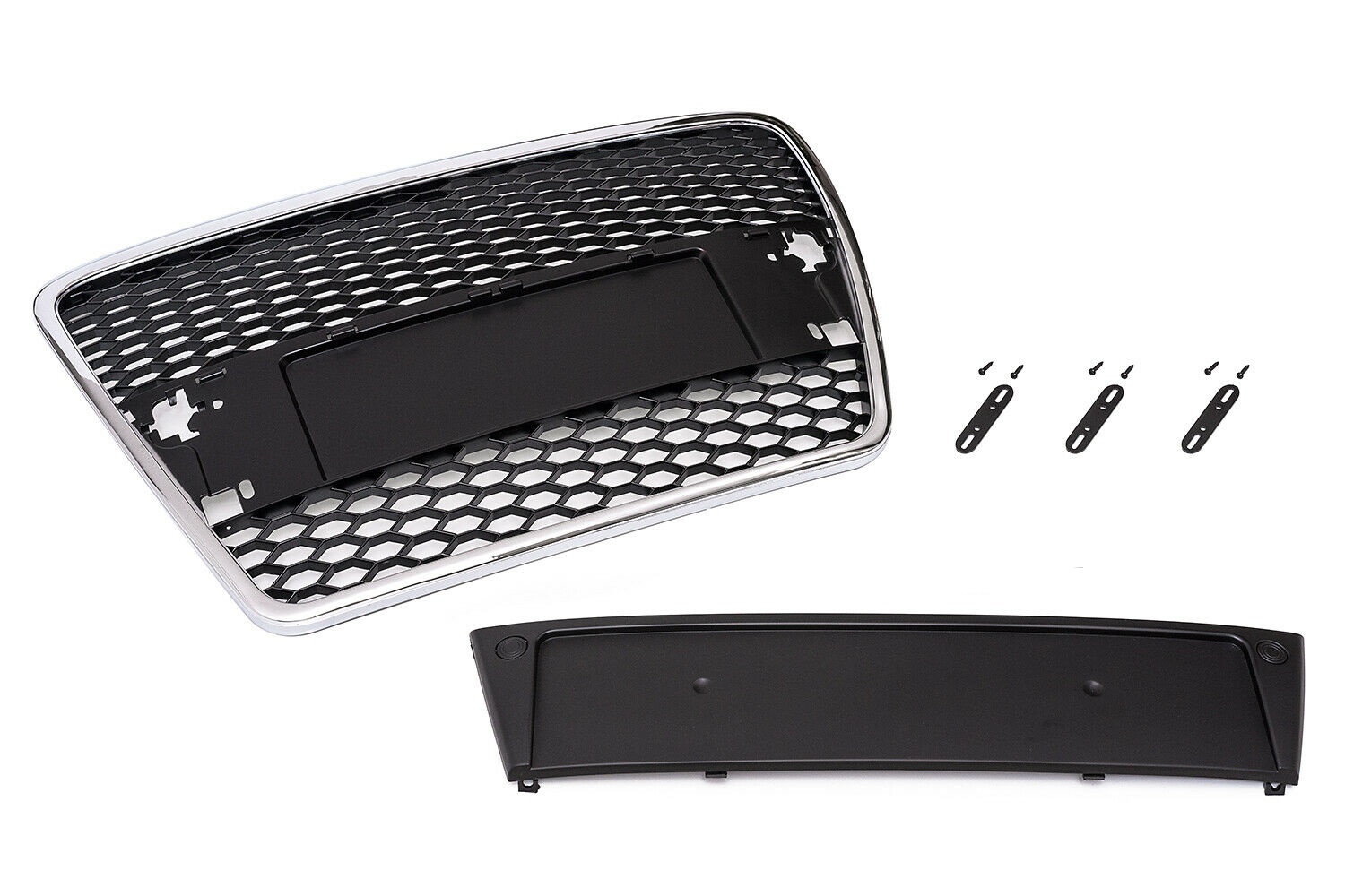 Kühlergrill Sportgrill Waben Alu Schwarz Emblem Halter für Audi A6 4F 2004-08