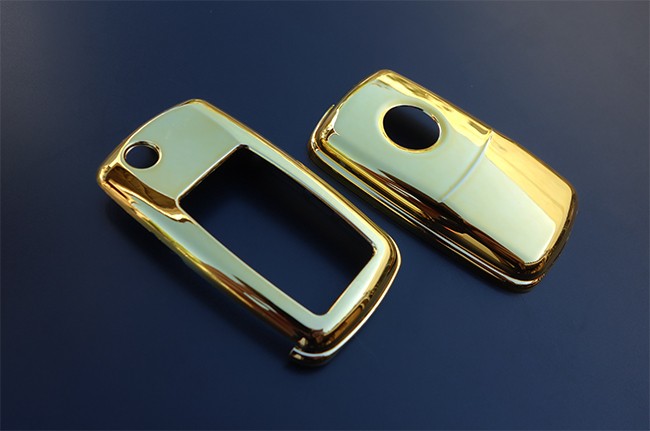 Key Cover Gehäuse Gold Look für VW Klapp Schlüssel Fernbedienung ab 11/2009-