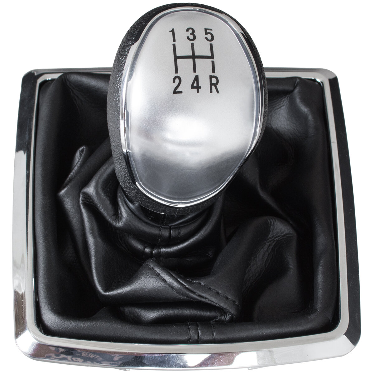 Schaltknauf Schaltmanschette 5-Gang Silber für Ford Fiesta VII MK7 Focus II MK2