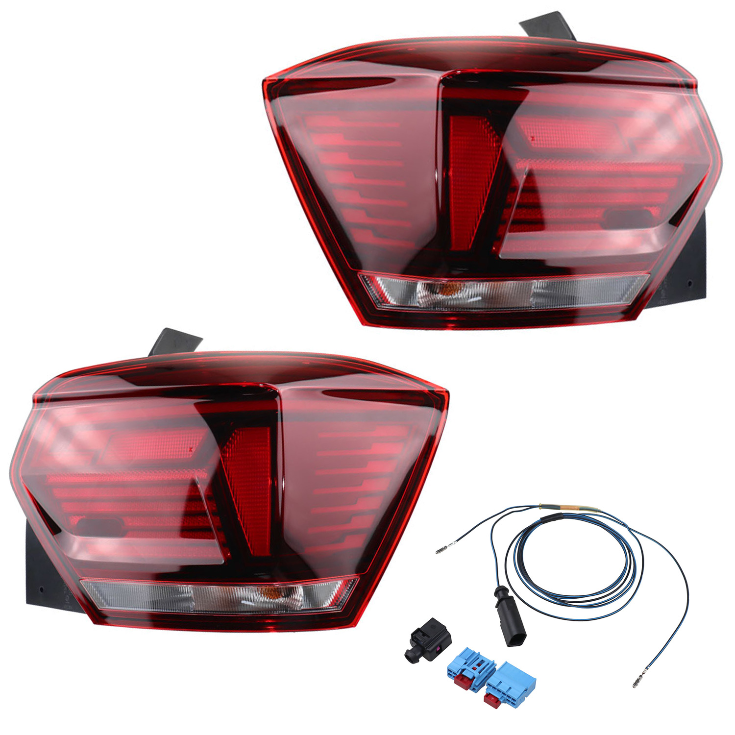 Original VW Rückleuchten Smoke + Kufatec Adapter Kabel für VW Polo AW1 Nur RHD !