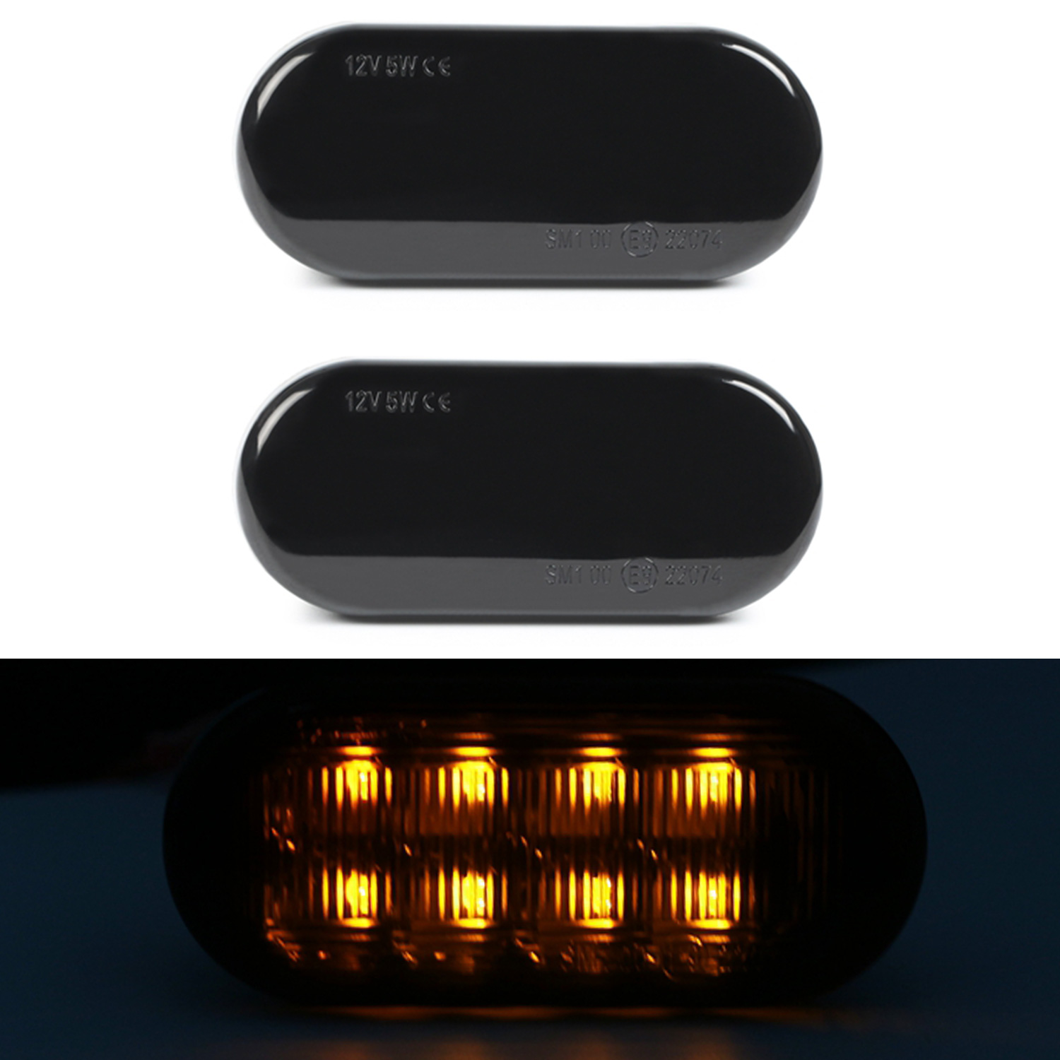 2x LED Seitenblinker Schwarz für Seat Leon Ibiza Cordoba Ford Focus Fiesta C-Max
