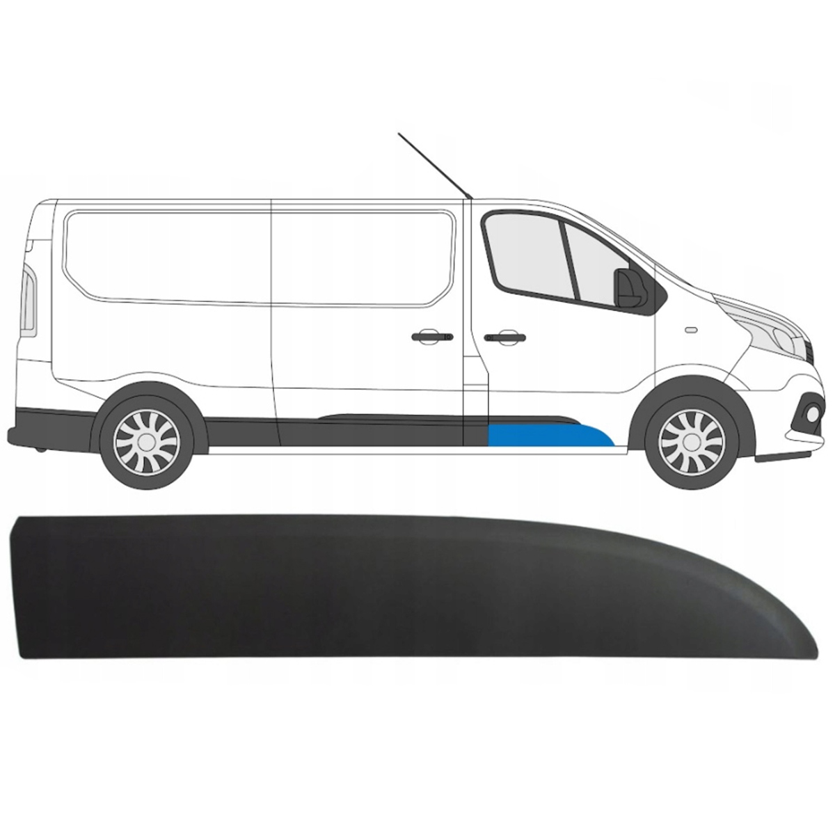 Seitenleiste Zierleiste RECHTS für Fiat Talento Opel Vivaro B Renault Trafic III