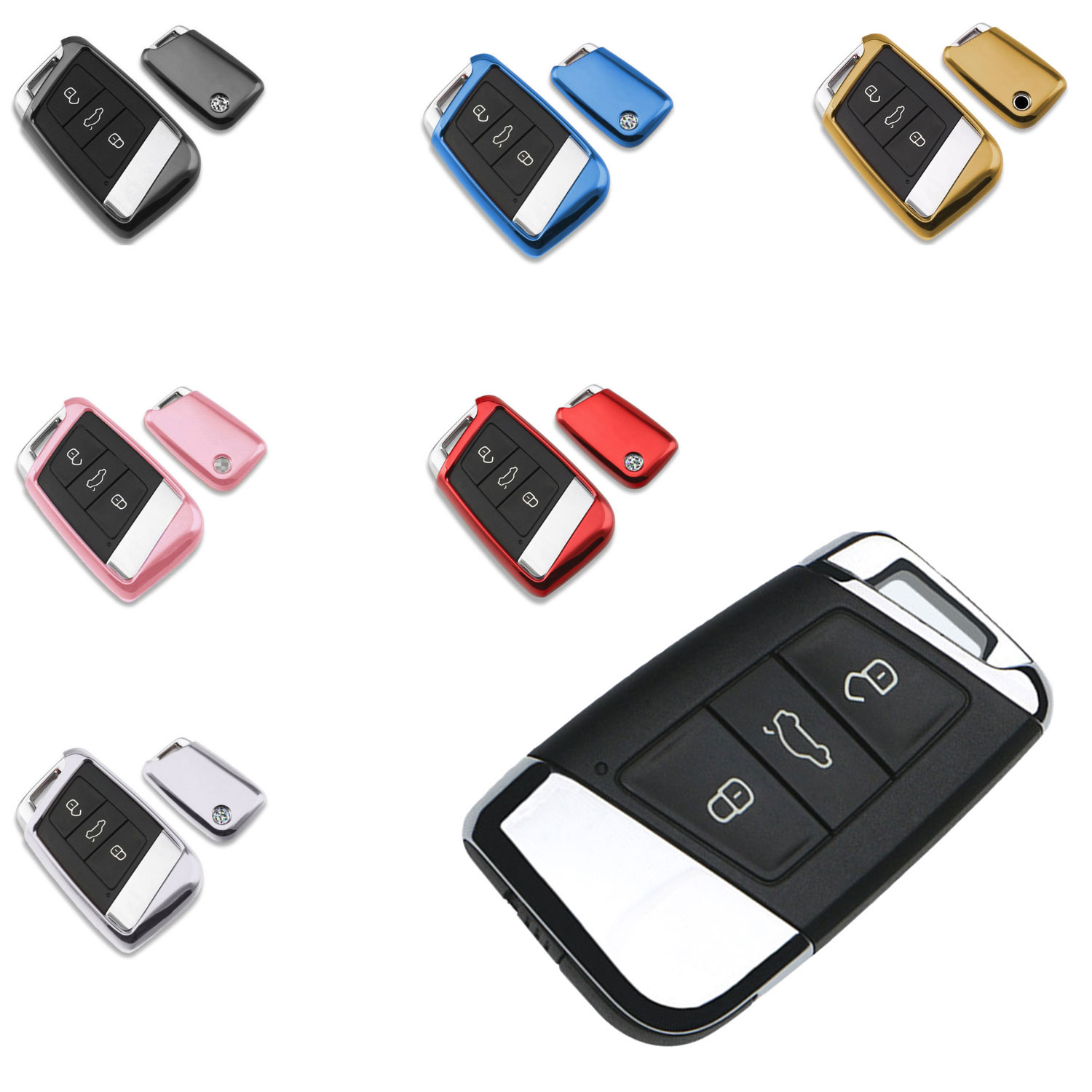 Schlüssel Gehäuse Hülle Tasche für VW Polo Golf Touran T-Roc Tiguan Passat Jetta