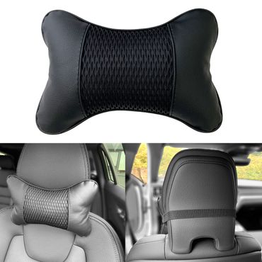 Universal Auto Rest Kissen Sitz Kopfkissen Kopfstütze Nackenstütze Kissen Pad Unterstützung Auto Zubehör Leder(Schwarz