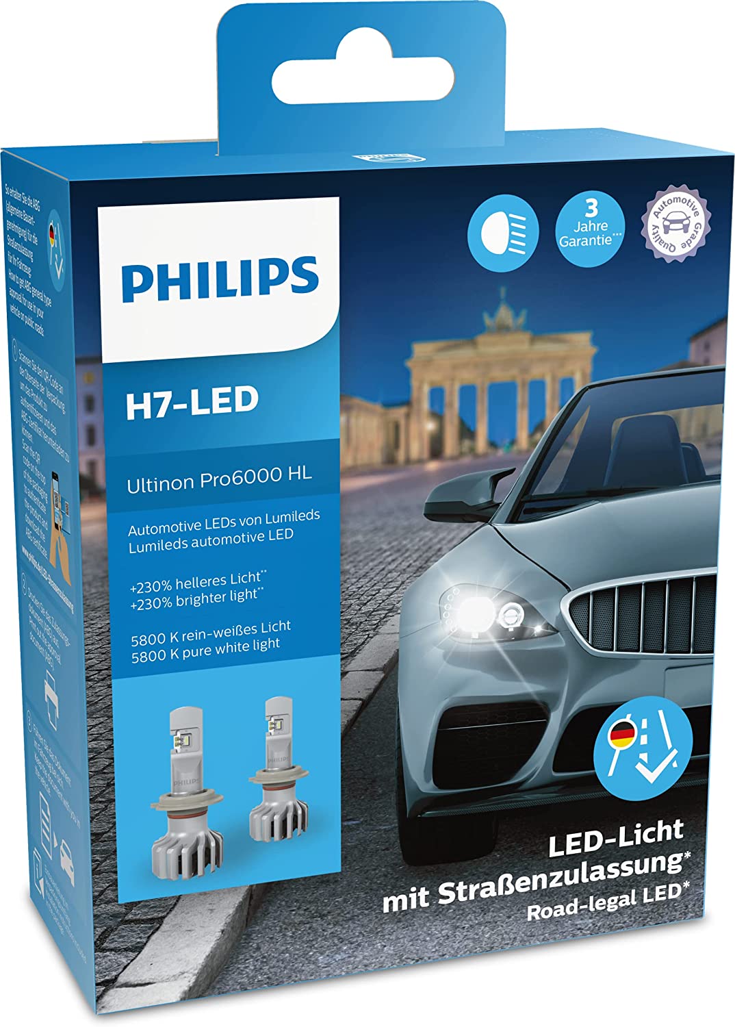 Original Philips Ultinon Pro6000 H7 LED 11972X2 LED mit Straßenzulassung 12V +230% Birne Lampe