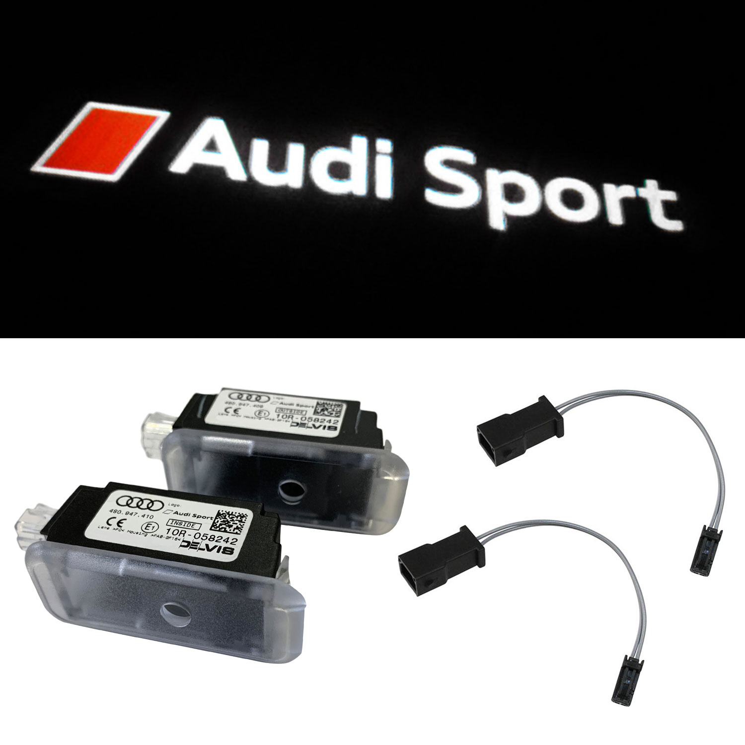 Original Audi Sport LED Einstiegsbeleuchtung Tür Logo + Adapter für viele Audi