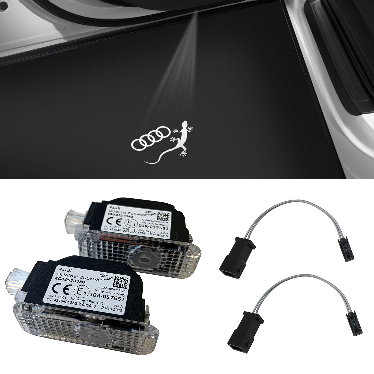 Original Audi Echse Ringe LED Einstiegsbeleuchtung Tür Logo Adapter VIELE AUDI