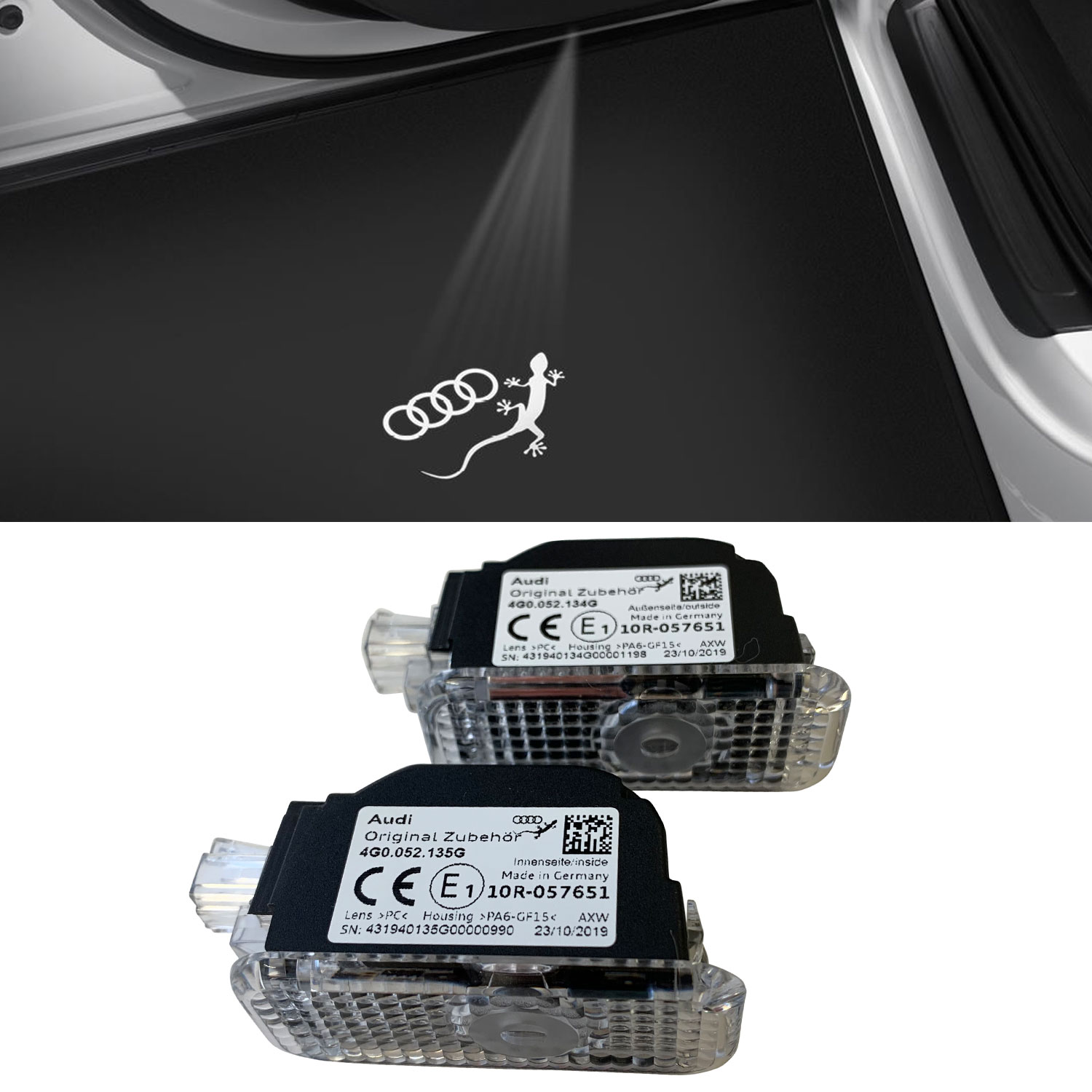 Original Audi Echse + Ringe LED Einstiegsbeleuchtung Tür Logo FÜR