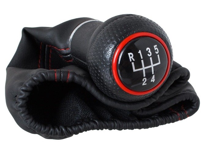 Schaltknauf 5-Gang Rot Schaltmanschette für VW Corrado Golf I II III 1 2 3 Jetta