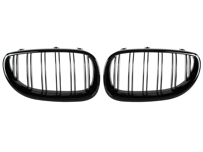 Kühlergrill Sportgrill DOPPELSTEG Schwarz Glanz für BMW 5er E60 E61 03-10