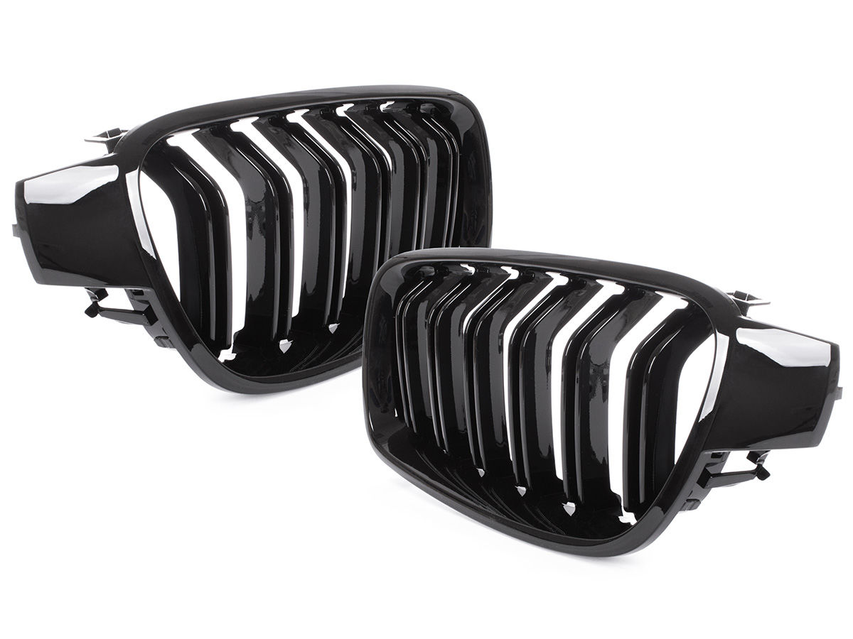 Kühlergrill DOPPELSTEG Schwarz Glanz für BMW F30 F31 Limo Touring 2011-15