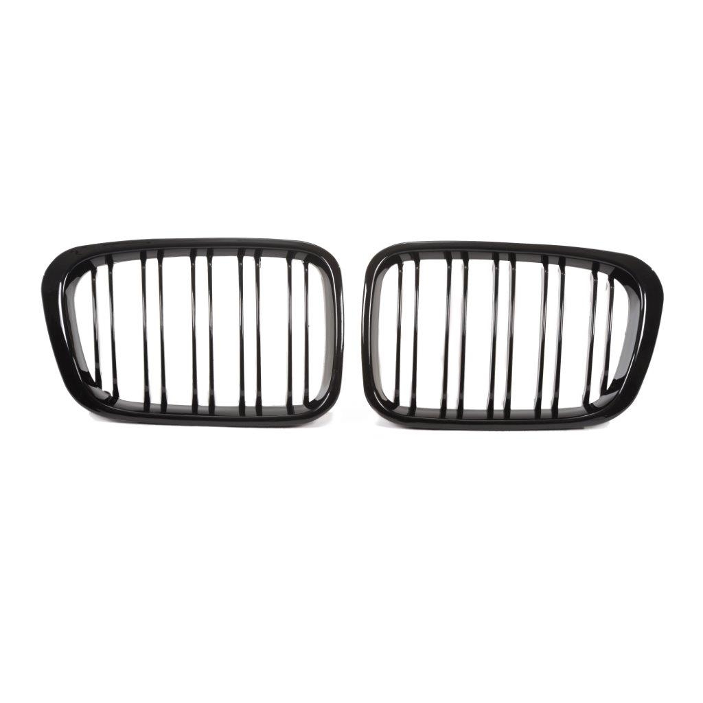 Kühlergrill DOPPELRIPPE Schwarz Glanz für BMW 3er E46 4-Türer 1998-2001