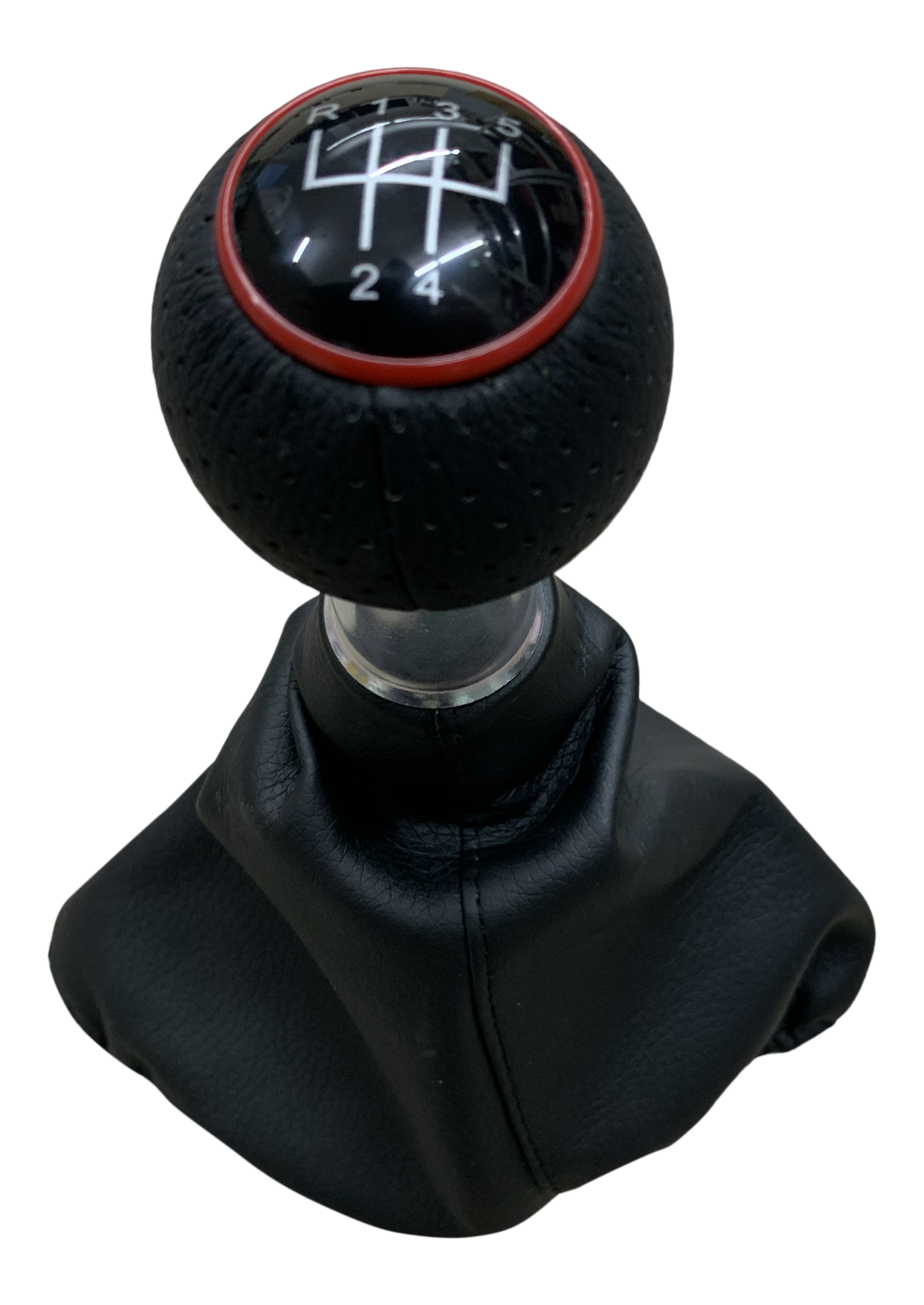 5-Gang Schaltknauf Schwarz Rot gelocht für VW Jetta Corrado Golf I II III 1 2 3