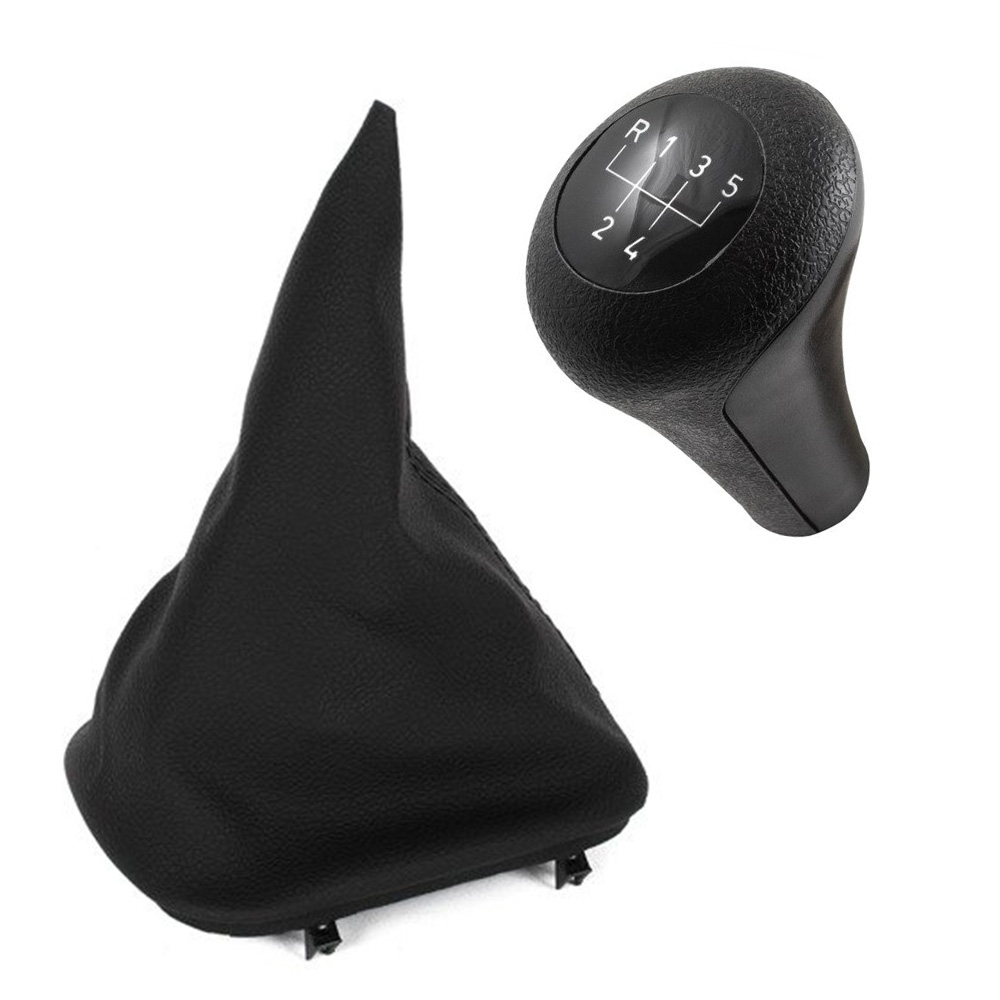 5-Gang Schaltknauf Schwarz + Schaltmanschette für BMW 3er E30 ab 1982-1994