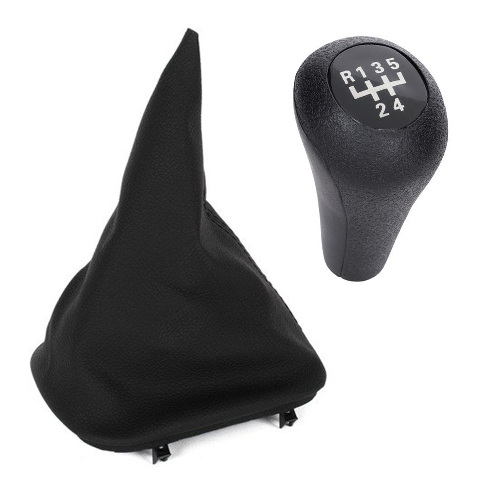 Schaltknauf Knauf 5-Gang Schwarz + Schaltmanschette für BMW 3er E30 ab 1982-1994