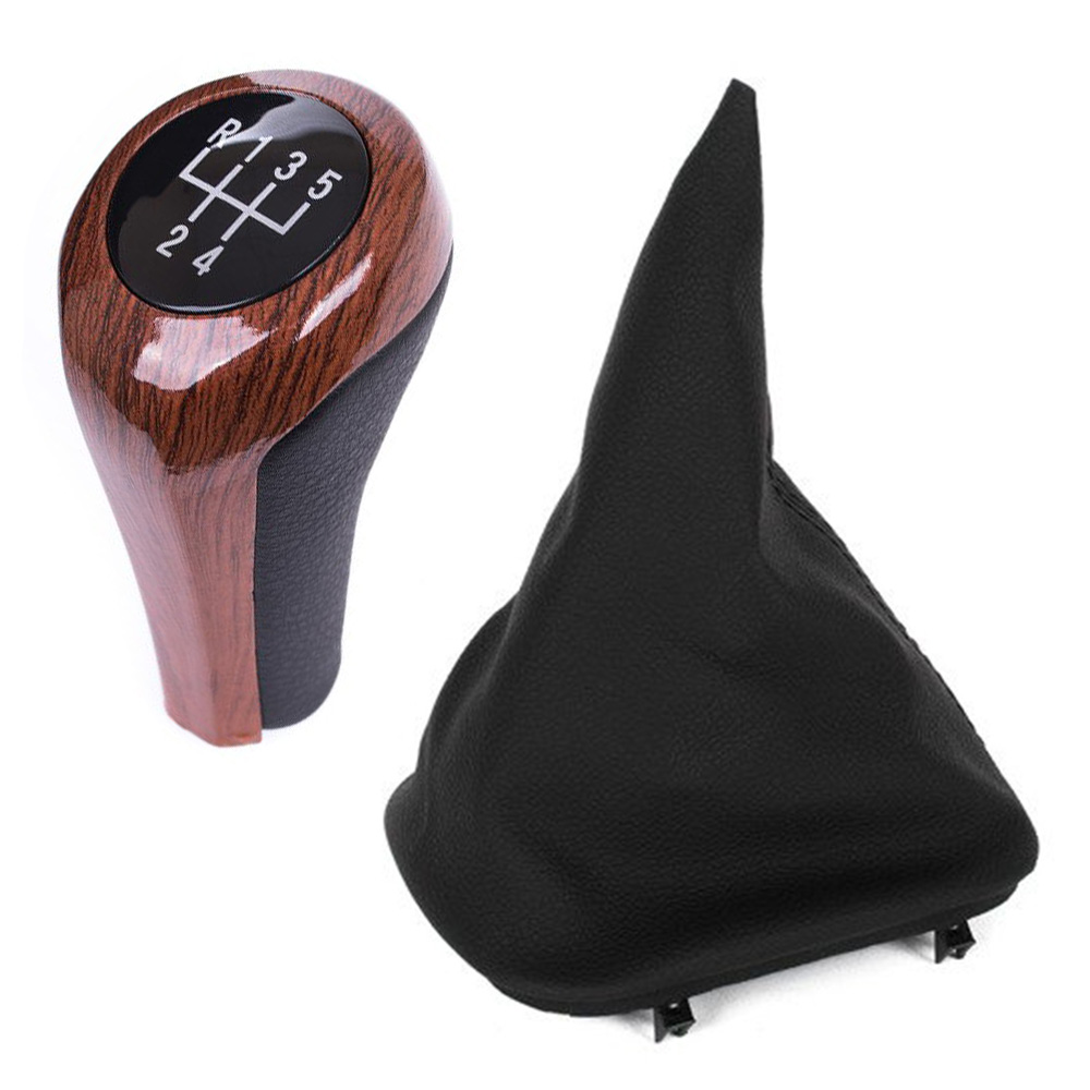 5-Gang Schaltknauf Holz Optik + Schaltmanschette für BMW 3er E36 ab 1990-1997