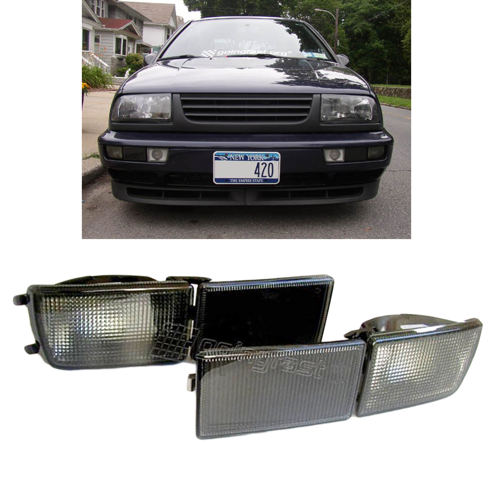 2x Frontblinker Blinker + kurze Blenden in SCHWARZ für VW Golf 3 III MK3 1991-99