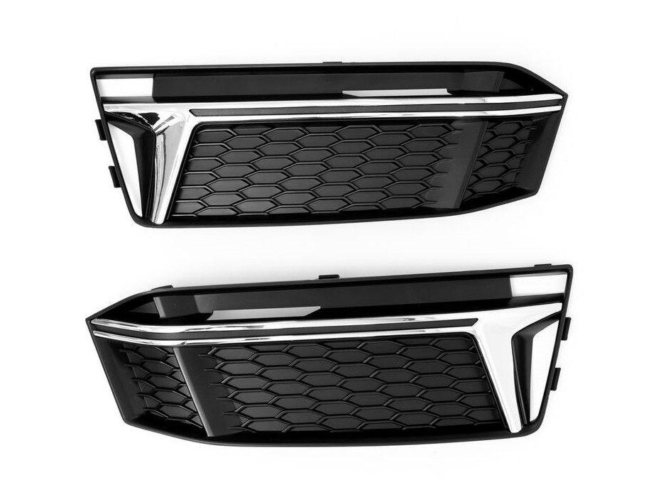 Stoßstange Gitter Waben Schwarz Chrom LINKS RECHTS für Audi A4 8W B9 mit S-Line