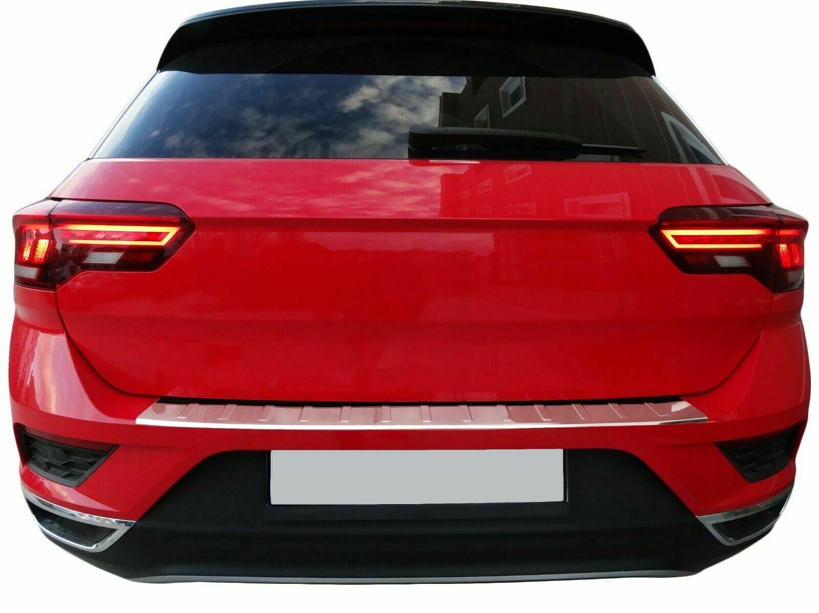 Edelstahl Ladekantenschutz Chrom Stoßstange Schutz Abdeckung mit Abkantung für VW T-ROC (A11) ab 2017-