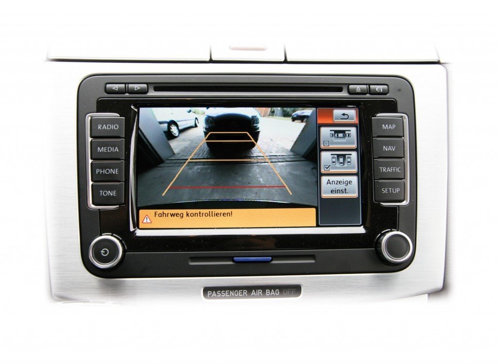 Original Kufatec Komplett- Set Nachrüstung Rückfahrkamera + Kabelbaum für VW Sharan 7N ab 2010 bis Modelljahr 2015