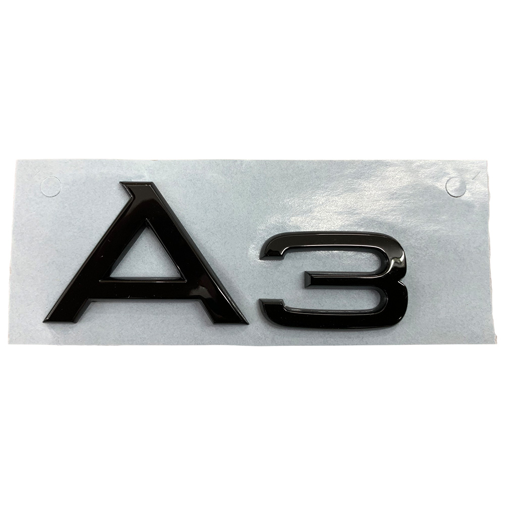 Original Audi Black Edition A3 Emblem Schriftzug Logo Emblem in Schwarz glänzend für das Heck / Hinten selbstklebend