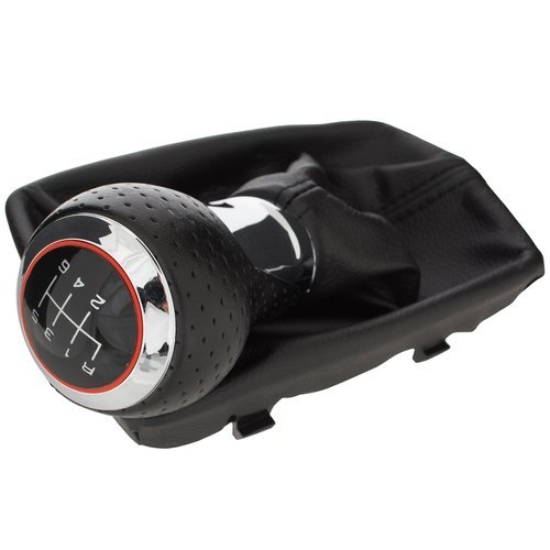 Schaltknauf Knauf + Schaltmanschette naht Schwarz Rot / Chrom 6-Gang für Audi A4 B8 8K / A5 8T / A6 C6 4F / Q5 8R