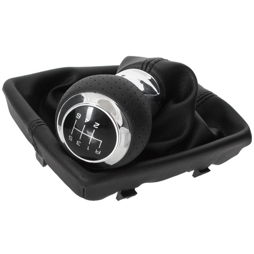 Lochleder Sport Schaltknauf Knauf + Schaltmanschette Schwarz Chrom 6-Gang für Audi A4 8E B6 / B7 ab 2001-2008