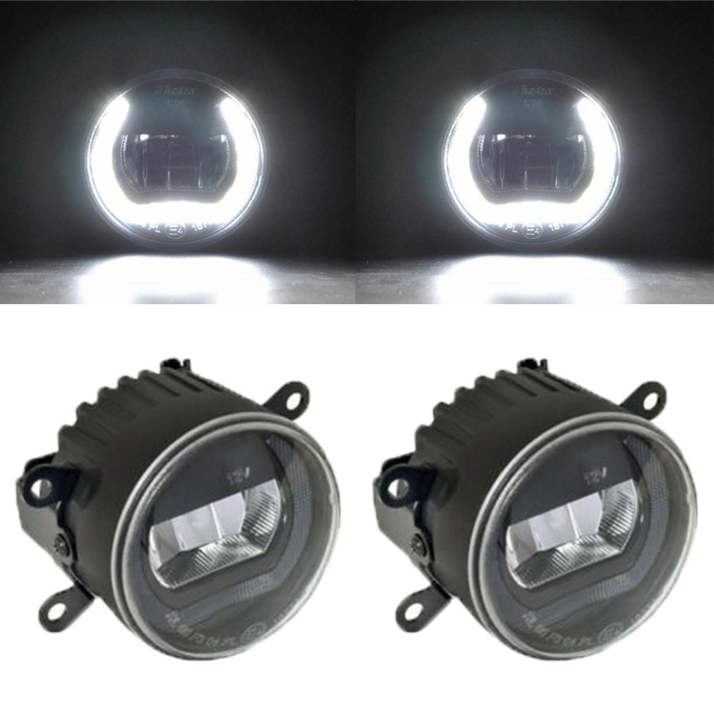 2x LED UNIVERSAL Tagfahrlicht / Nebelscheinwerfer Standlicht rund 90mm R87 DRL für Land Rover Freelander / Range Rover Sport