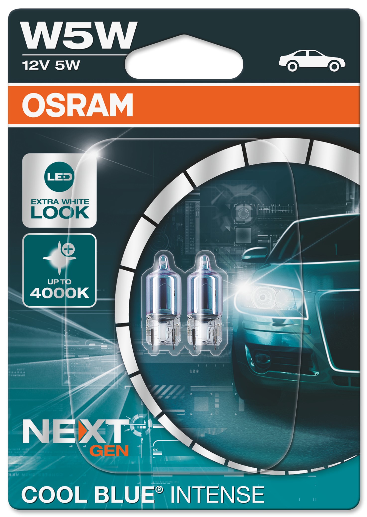 2 Stück OSRAM COOL BLUE INTENSE NEXT GENERATION 5000K Lampen Birnen für  Scheinwerfer / Fassung T10 W5W