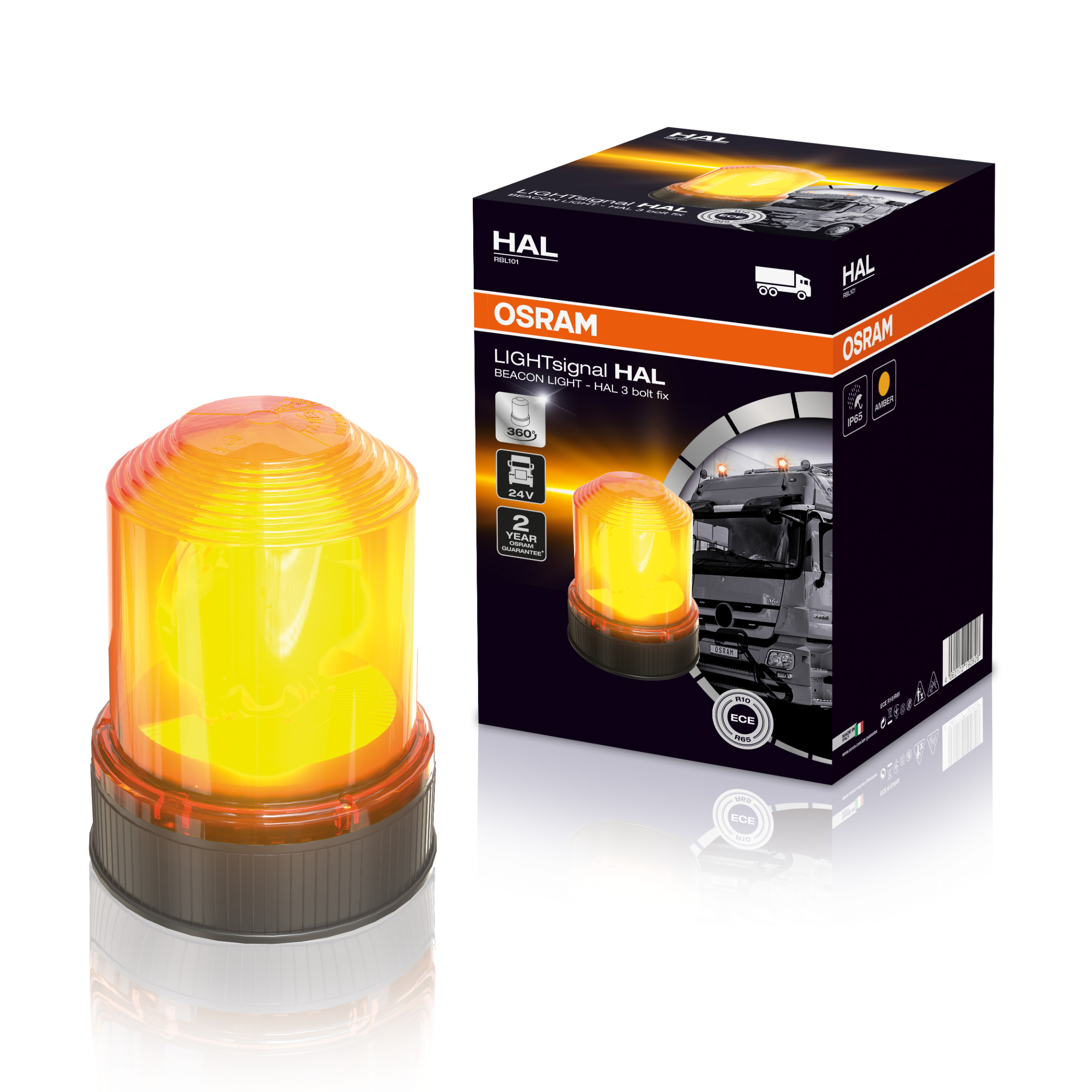 OSRAM LIGHTsignal HAL BEACON LIGHT 360° Rundumkennleuchte / Warnlicht 24V inklusive Montagematerial