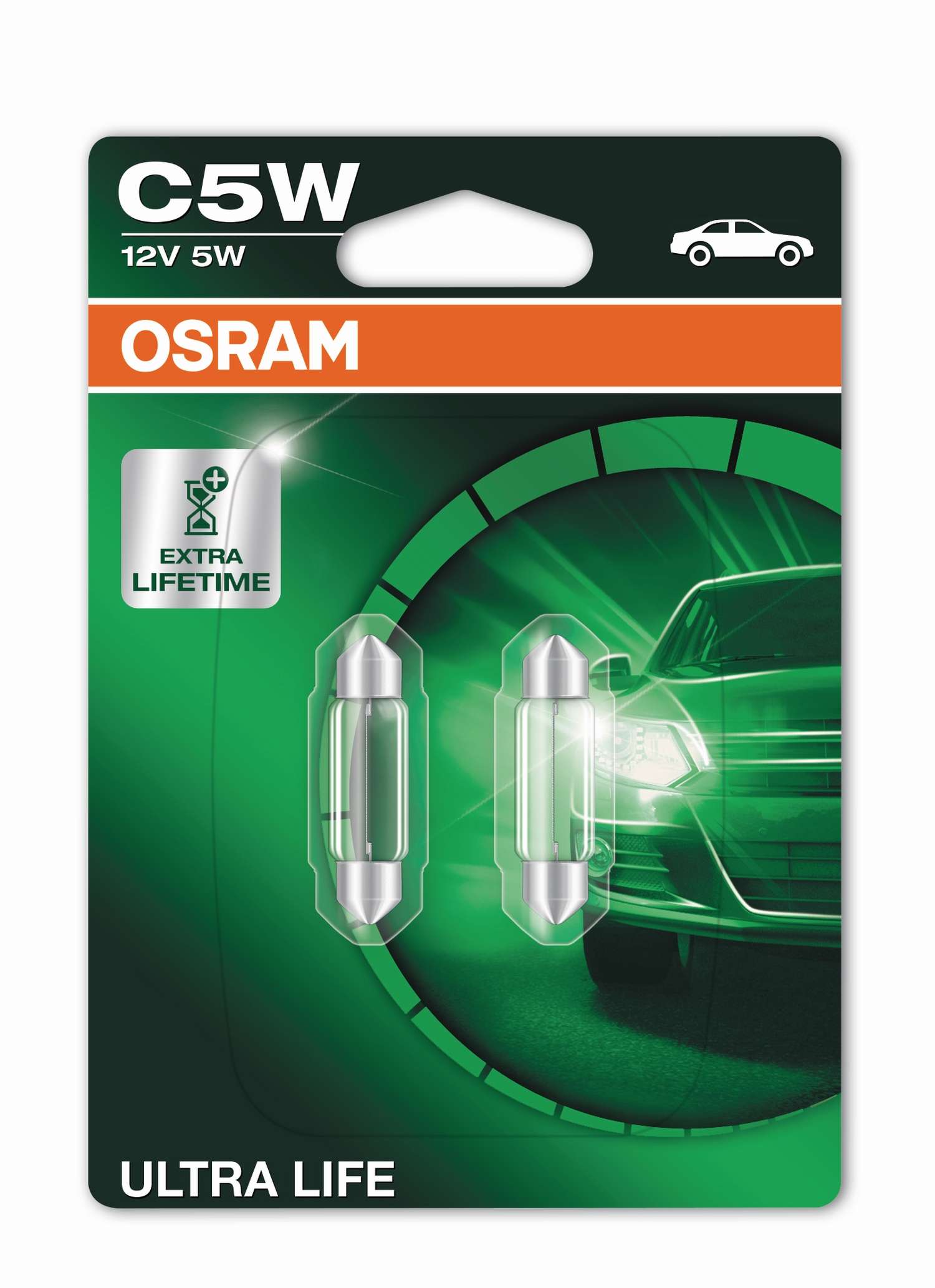 2 Stück OSRAM ULTRA LIFE Lampen Birnen für Fassung C5W 12V 5W SV8,5-8 Soffitte