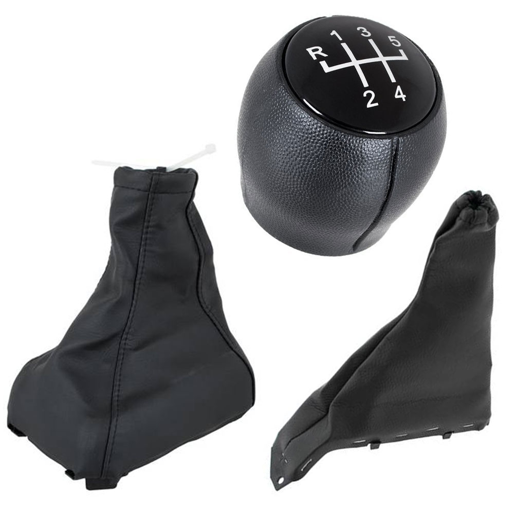 Schaltknauf Knauf 5-Gang Schaltmanschette Manschette + Rahmen + Bezug Handbremse in Schwarz für Opel Astra F 1991-2002